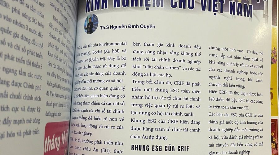 ESG Education & Business rất vui mừng và tự hào khi bài viết của chúng tôi với chủ đề “Từ Điểm ESG Của EU Đến Bài Học Kinh Nghiệm Cho Việt Nam”